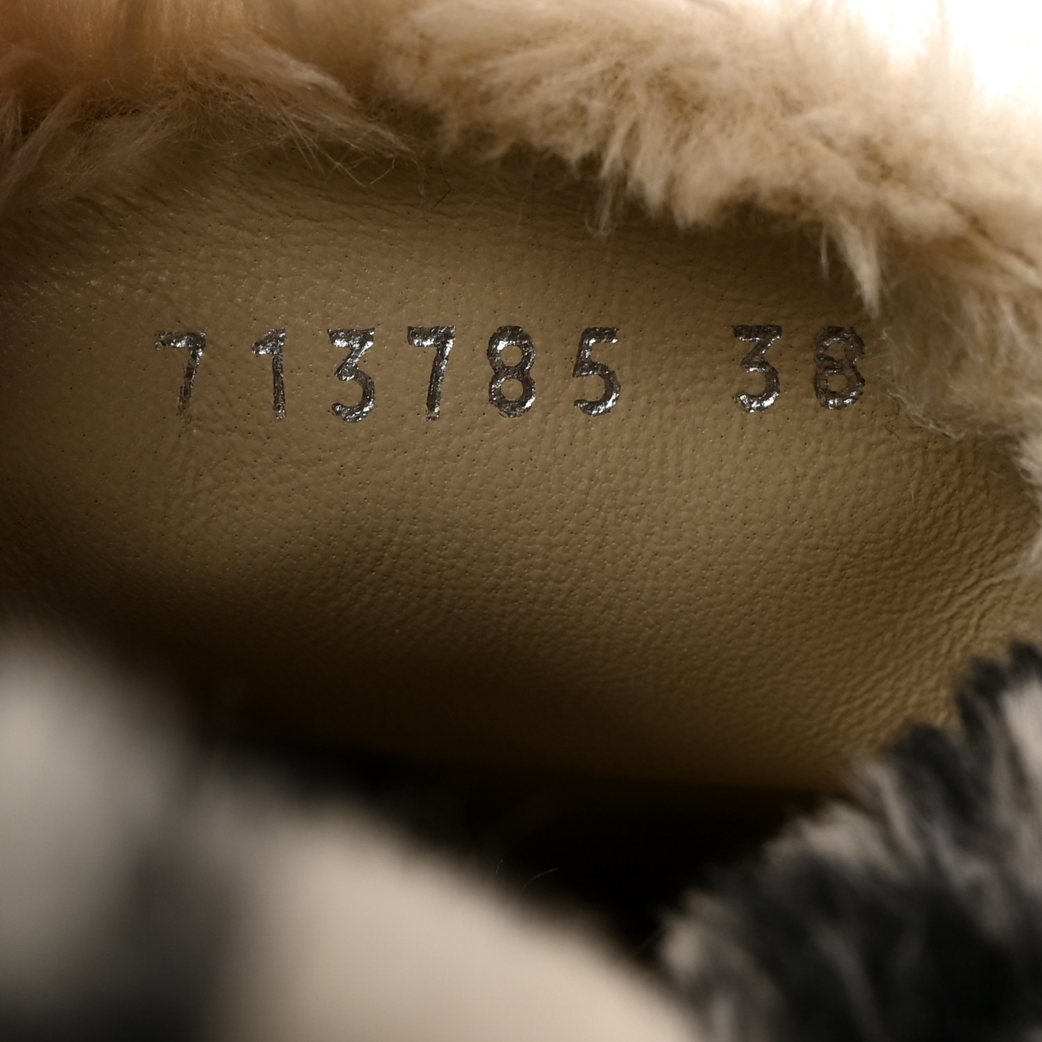 BALENCIAGA Faux Fur Allover Logo Teddy 5mm Mules 38 Beige