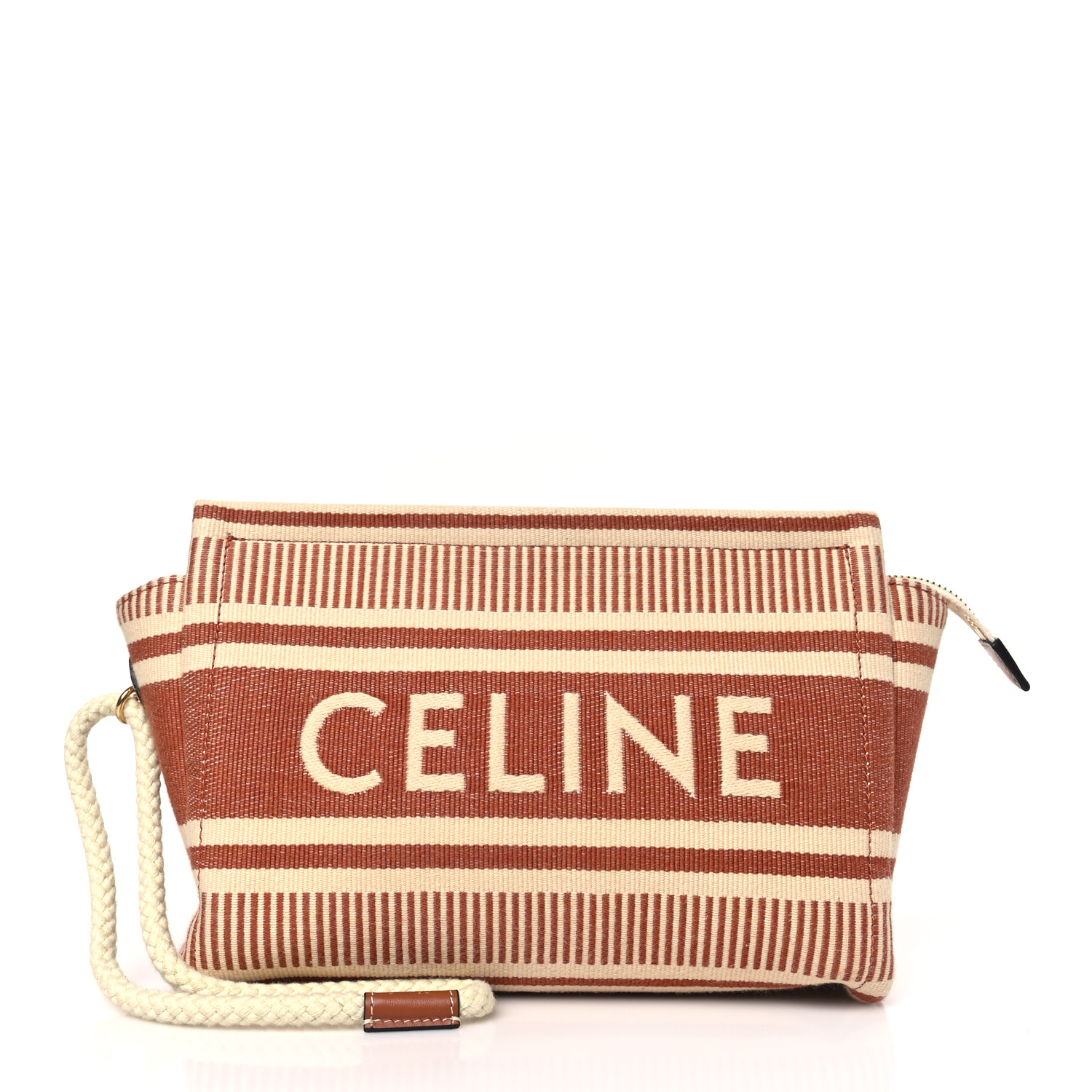 【CELINE】THAIS POUCH CELINE Textile Striped Logo Thais Pouch Sienna 1463493