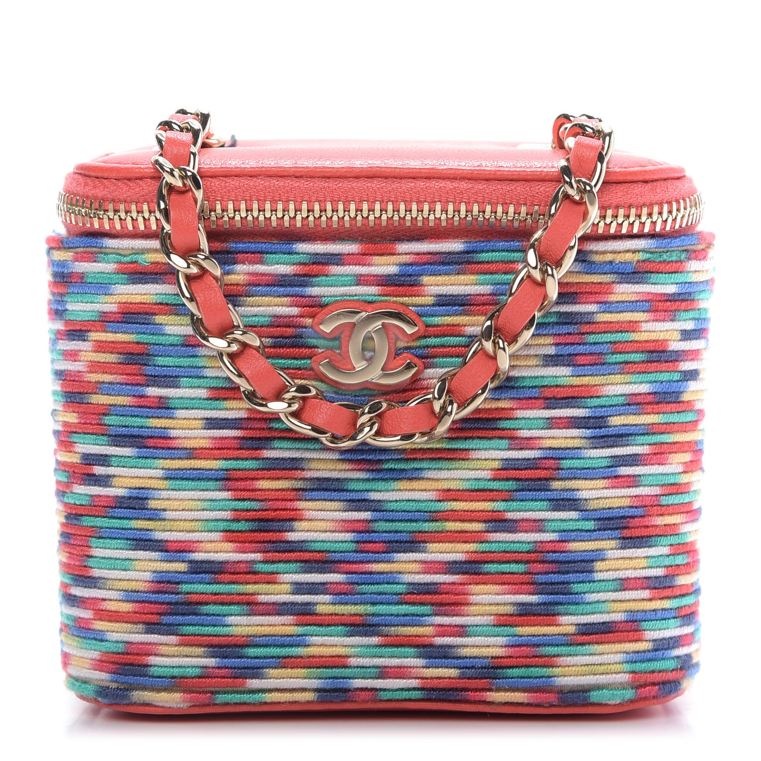 CHANEL Embroidered Thread Mini Vanity With Chain Multicolor
