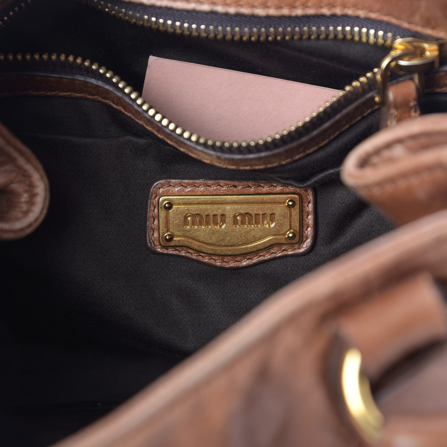 MIU MIU Vitello Lux Mini Bow Bag Brown 698119 | FASHIONPHILE