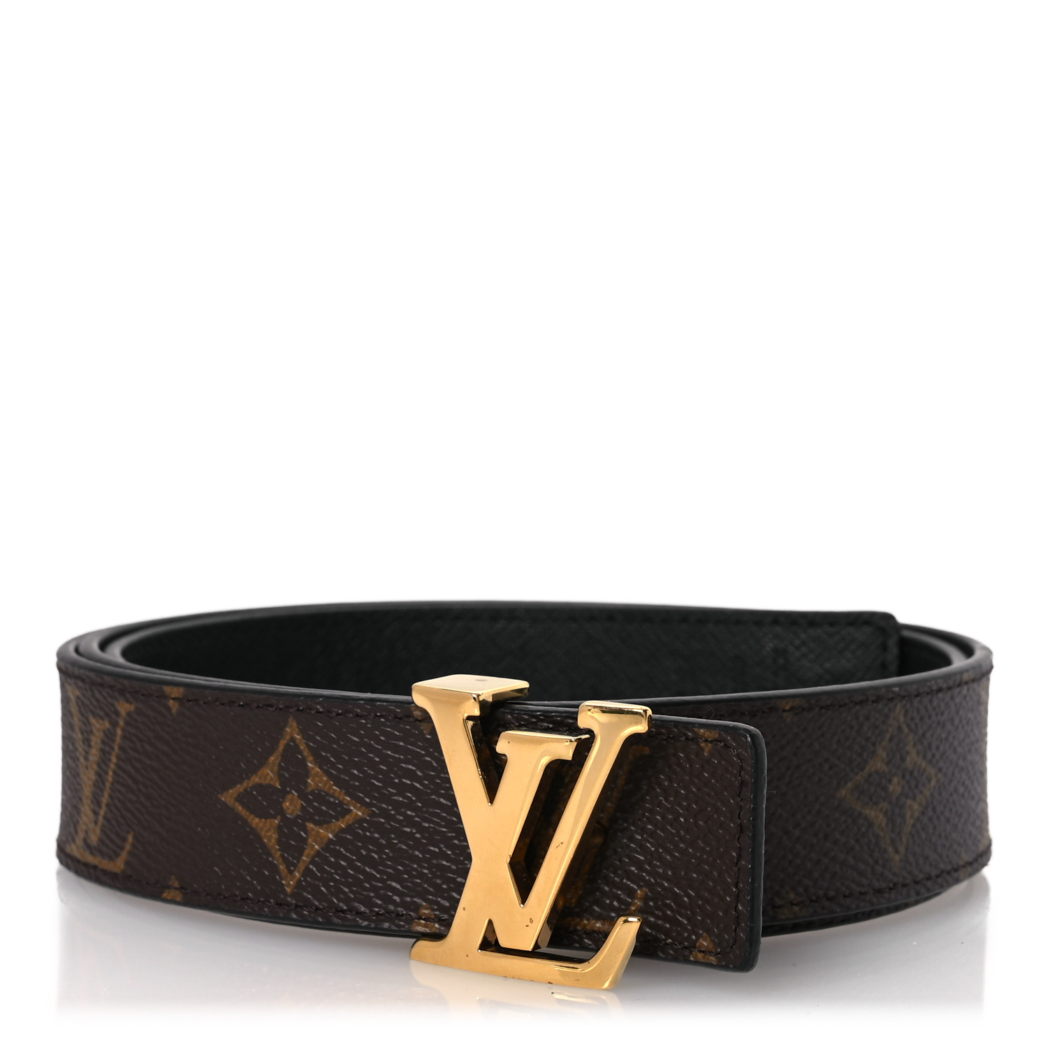 LOUIS VUITTON Damier Initiales Belt 90 36 Black 1208972