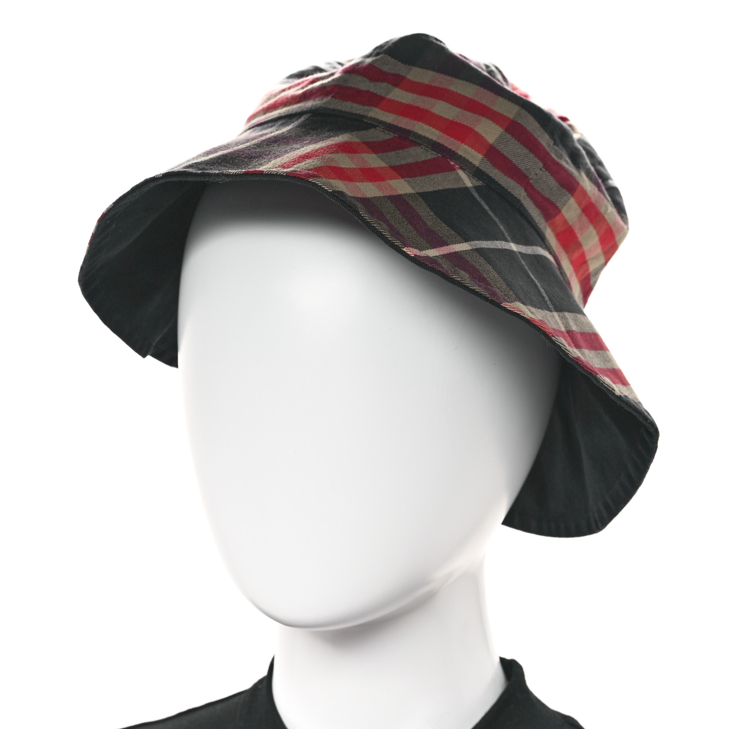 BURBERRY Technical Cotton Vintage Check Wide Brim Bucket Hat