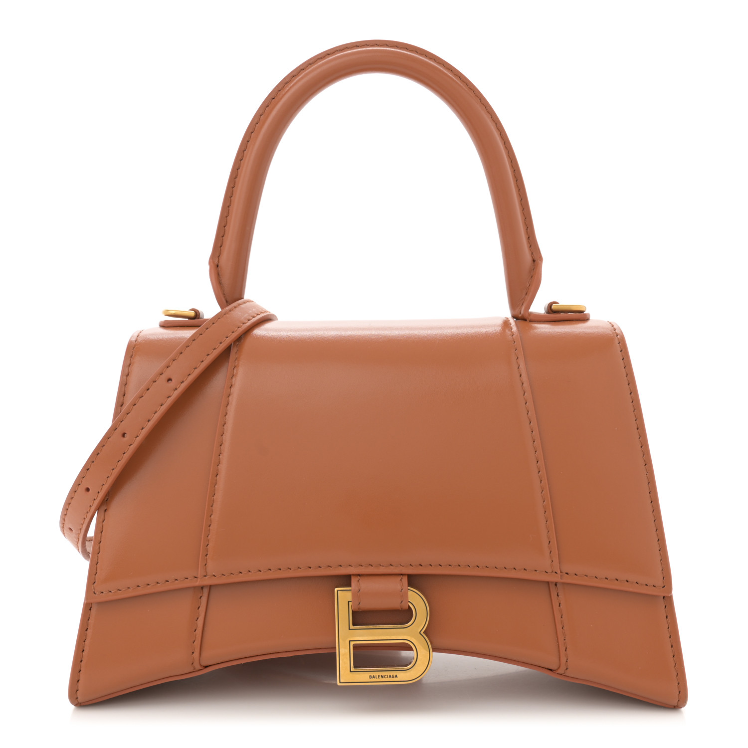 BALENCIAGA Shiny Box Calfskin Small Hourglass Top Handle Bag
