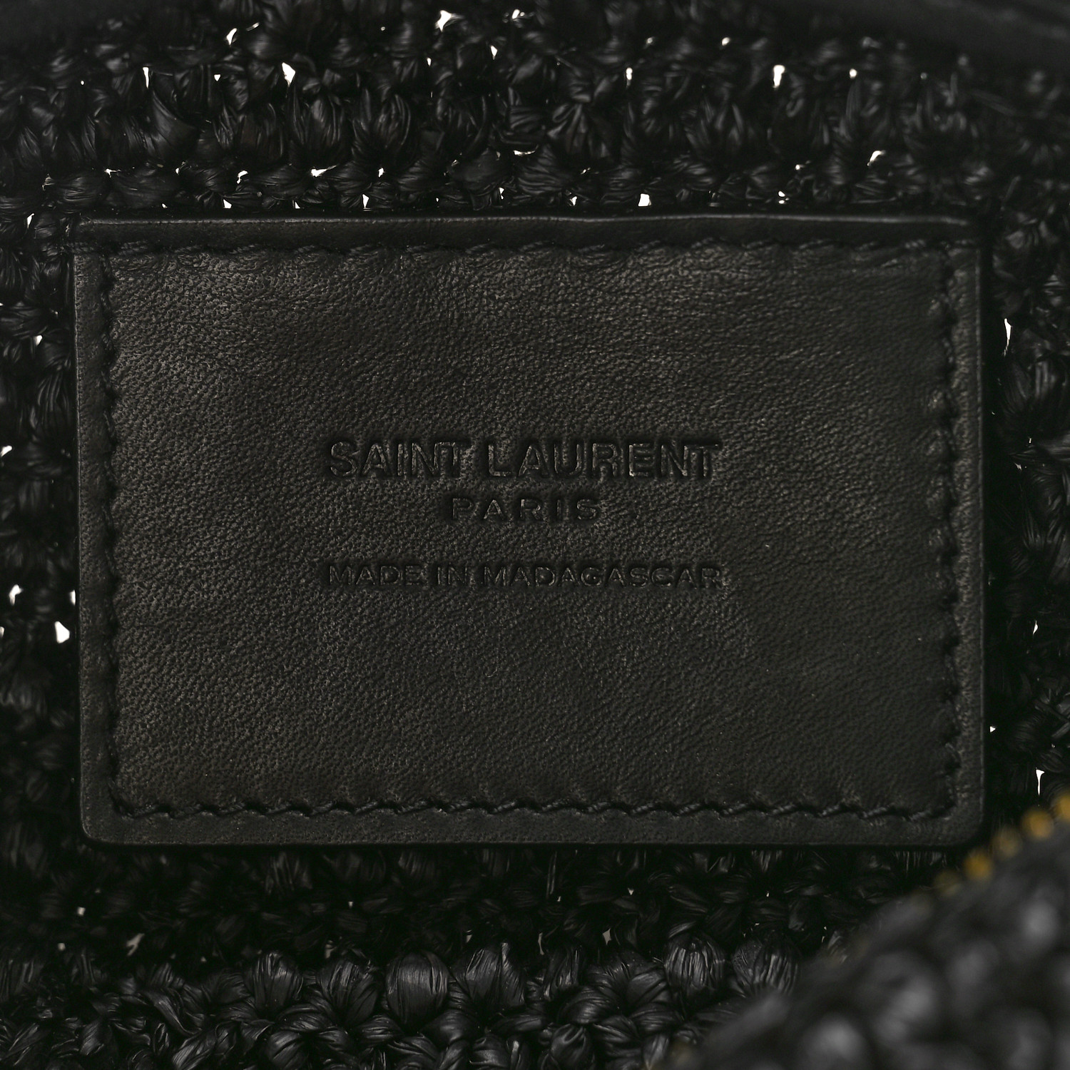 SAINT LAURENT Raffia Monogram Small Cassandre Cylinder Bag