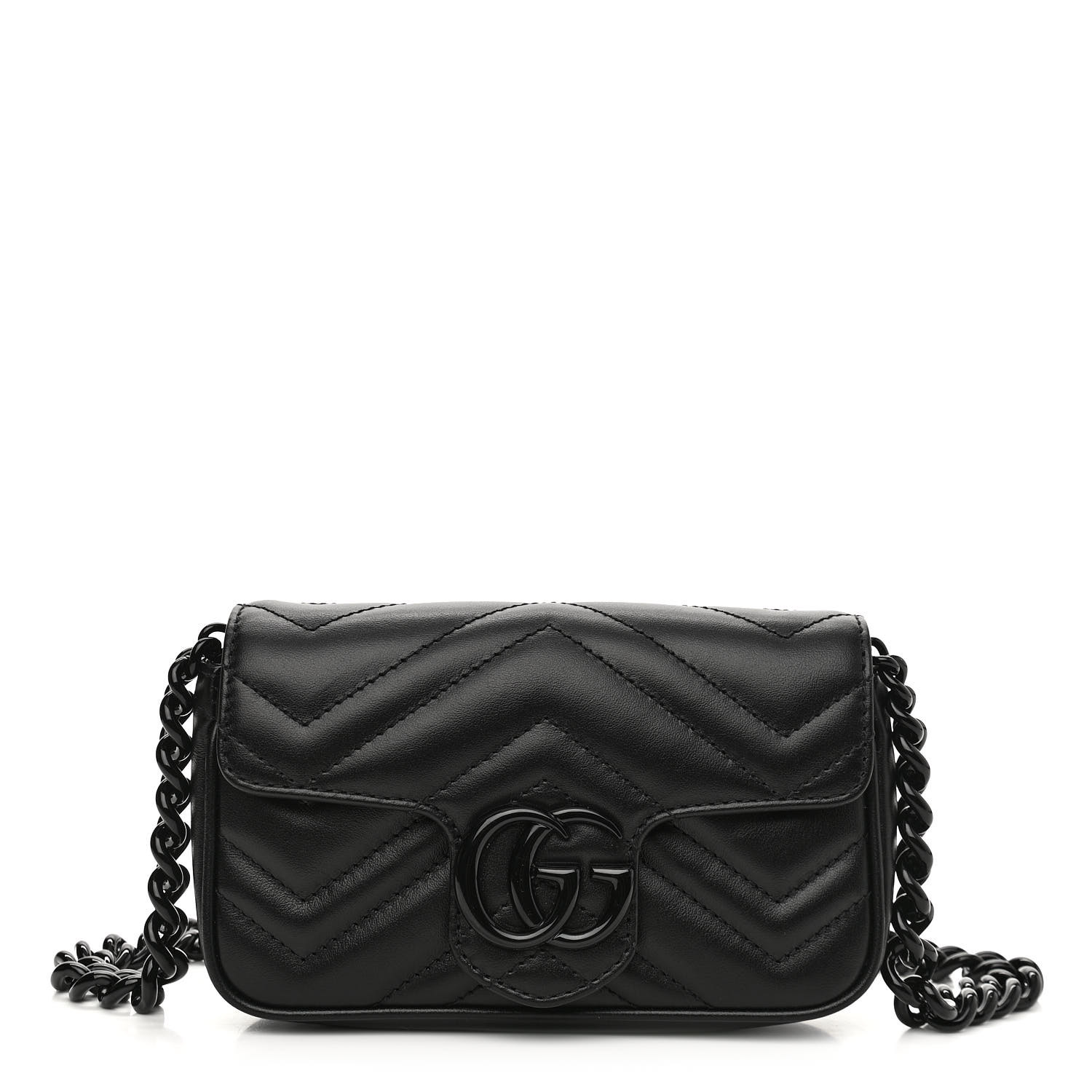 GUCCI Calfskin Matelasse Monochrome GG Marmont Chain Belt