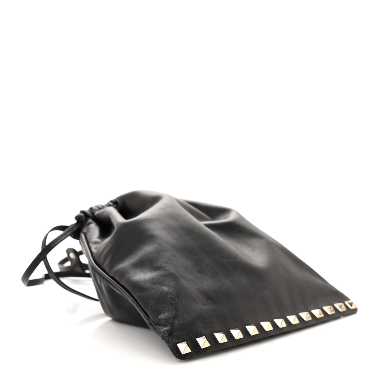 【Valentino】ROCKSTUD DRAWSTRING BAG◆6W2B0R11QCE Valentino Garavani Rockstud Drawstring Canvas & Leather