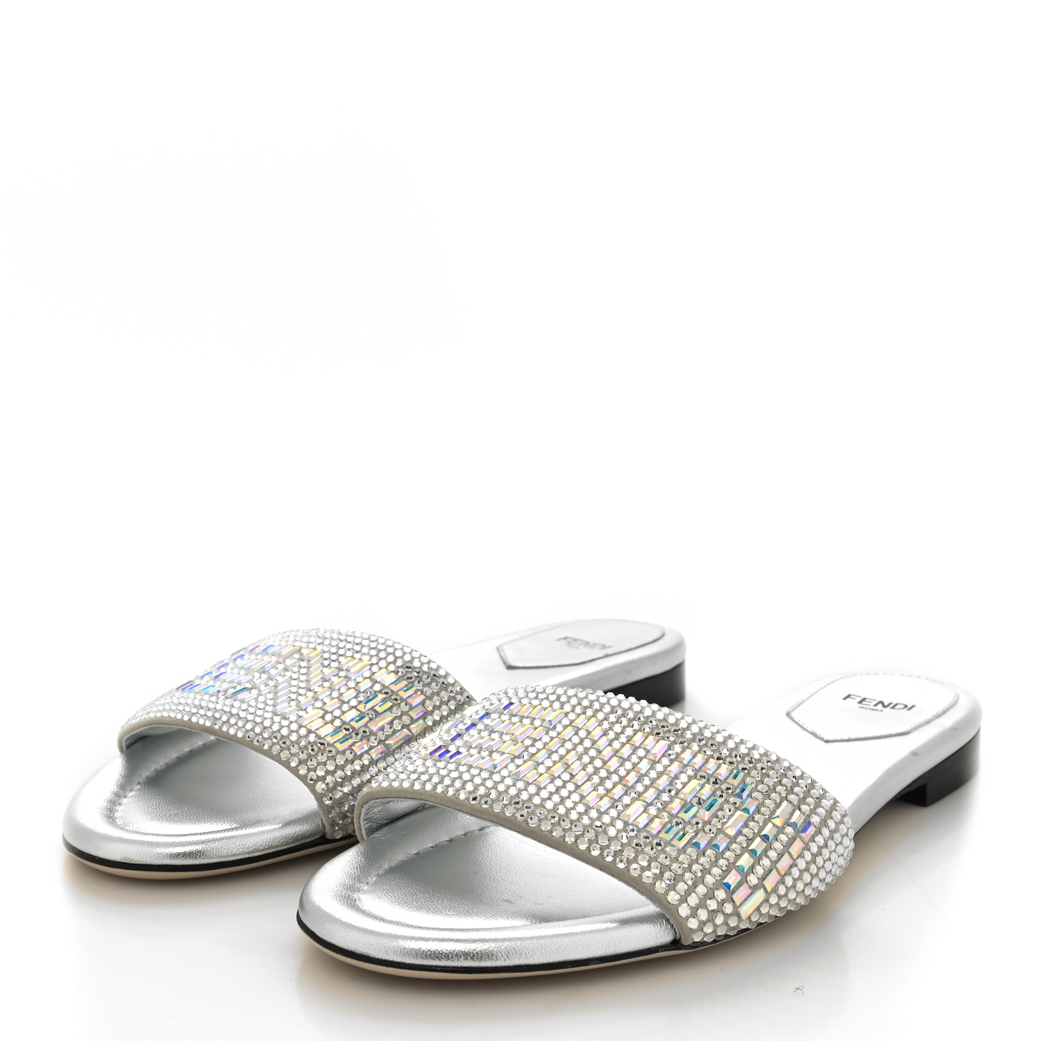 FENDI Laminated Goatskin Baguette Crystal Embroidered