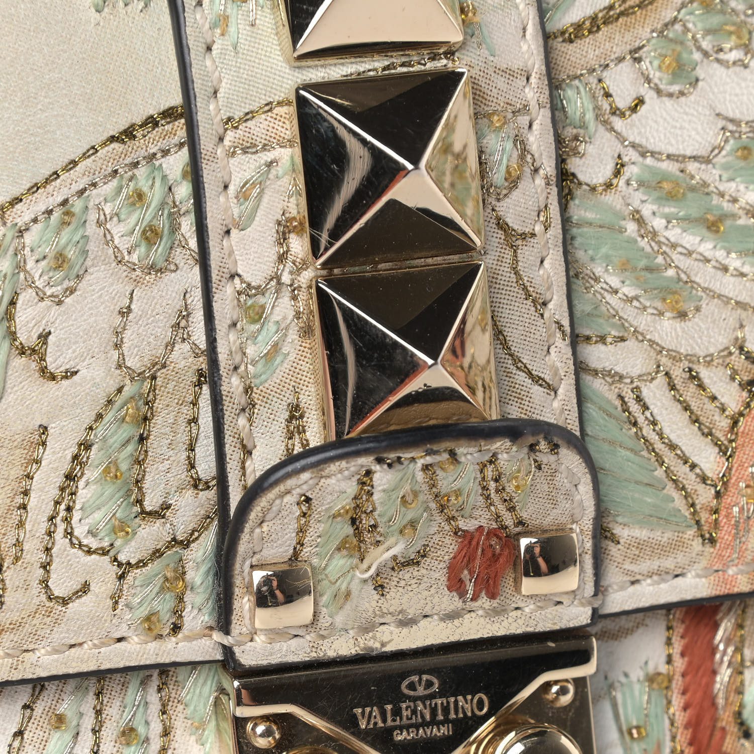VALENTINO GARAVANI Vitello Japanese Bird Embroidered Small