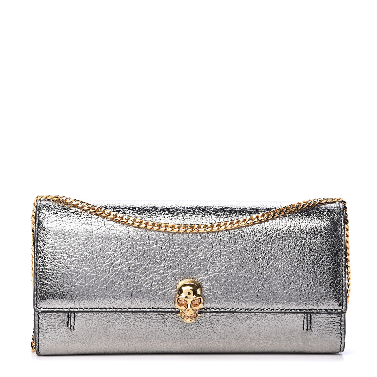小物 alexander mcqueen skull wallet chain Alexander McQueen Black Pebbled Leather Skull Chain Wallet