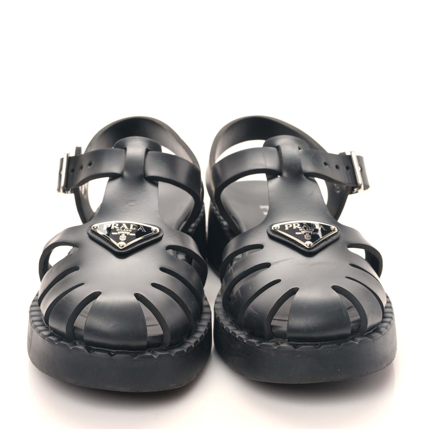 サンダル PRADA BLACK RUBBER CAGE SANDAL Prada 70mm Monolith Caged Rubber Sandals | Black | FARFETCH JO