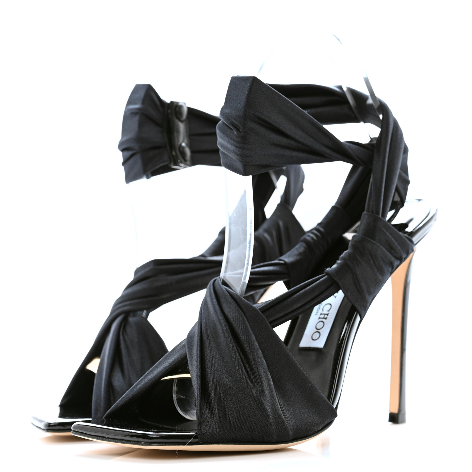 JIMMY CHOO Wetlook Jersey Neoma 110 Sandals 39 Black 1501921