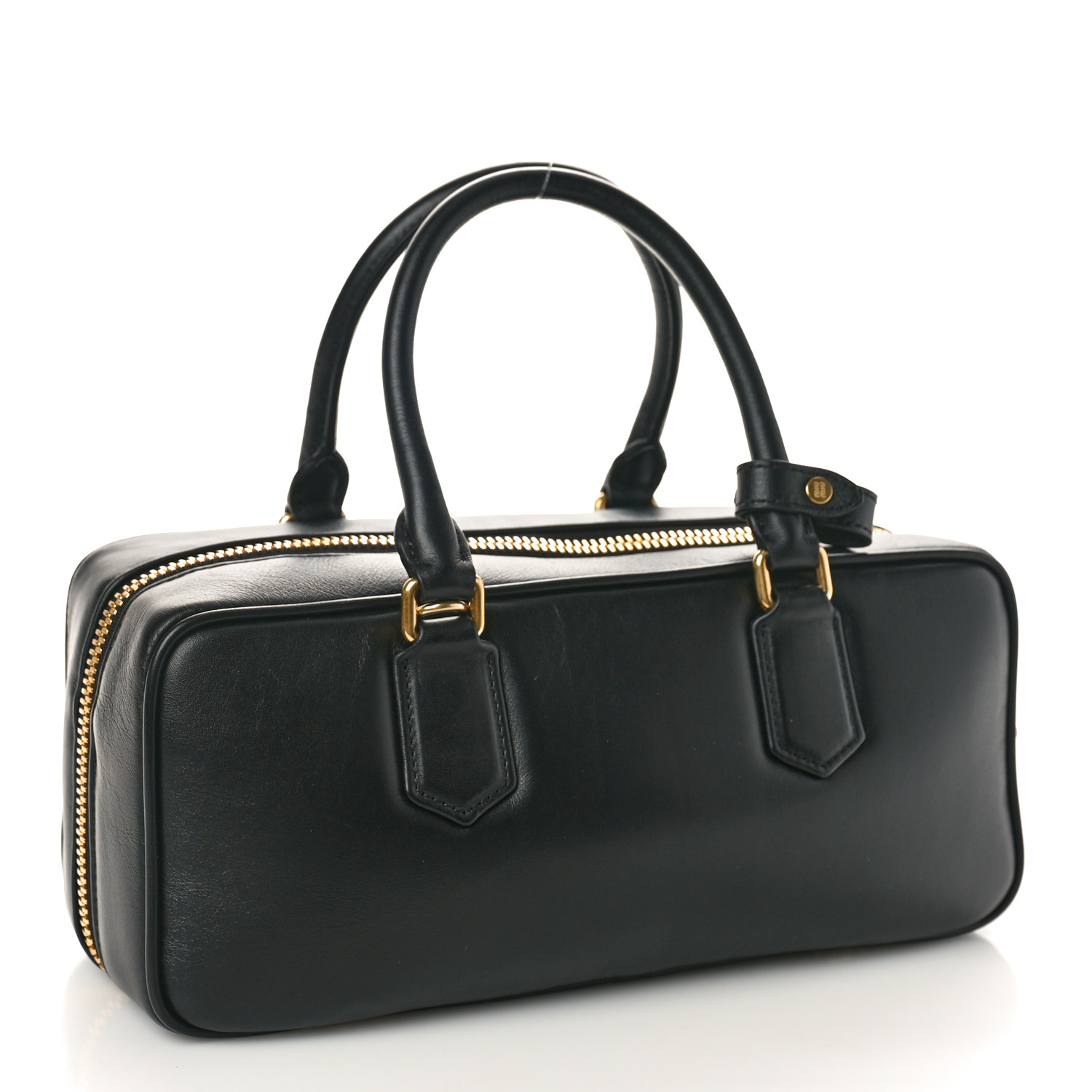 MIU MIU Calfskin Arcadie Top Handle Bag Black 1501955