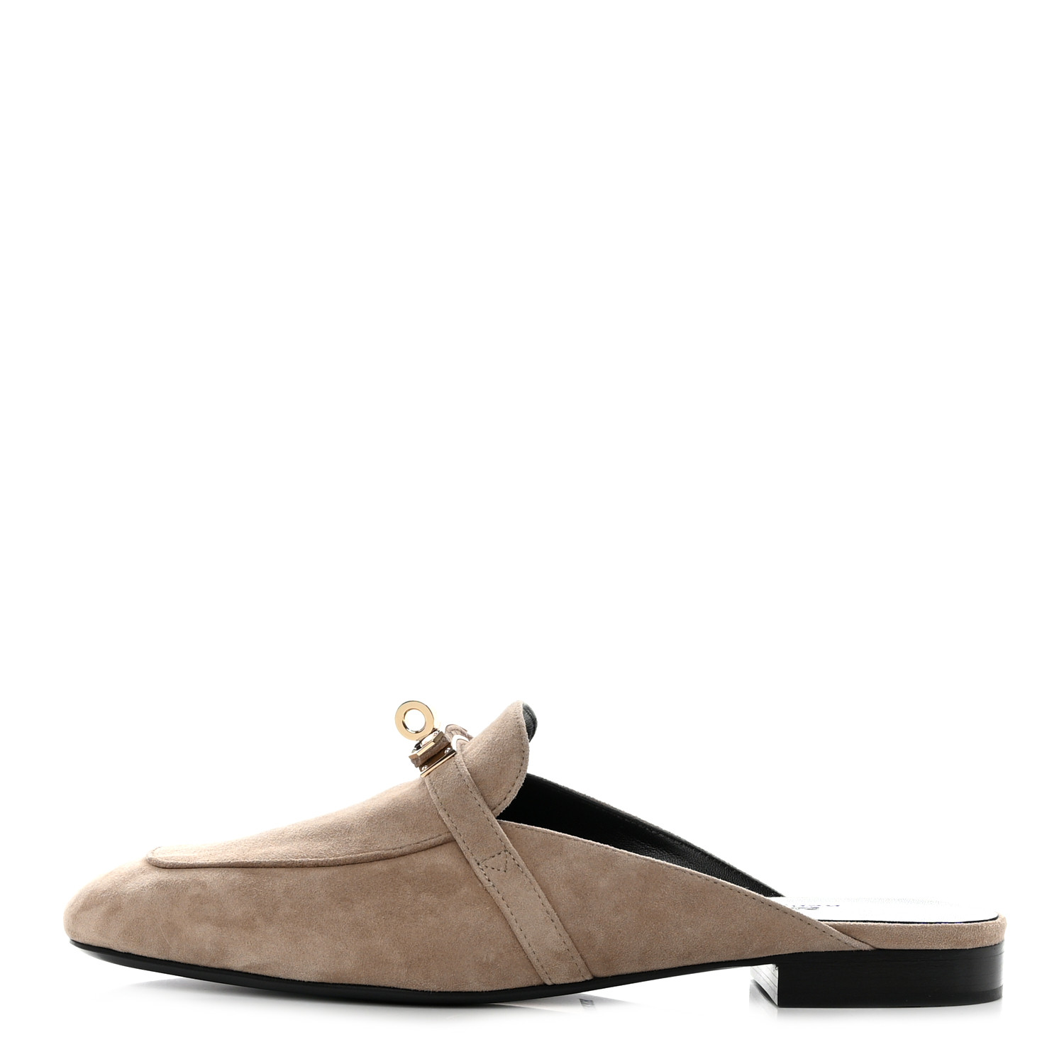 HERMES ブラック スエード×ミンク ミュール HERMES Suede Calfskin Go Mules 39 Black 1379440 | FASHIONPHILE