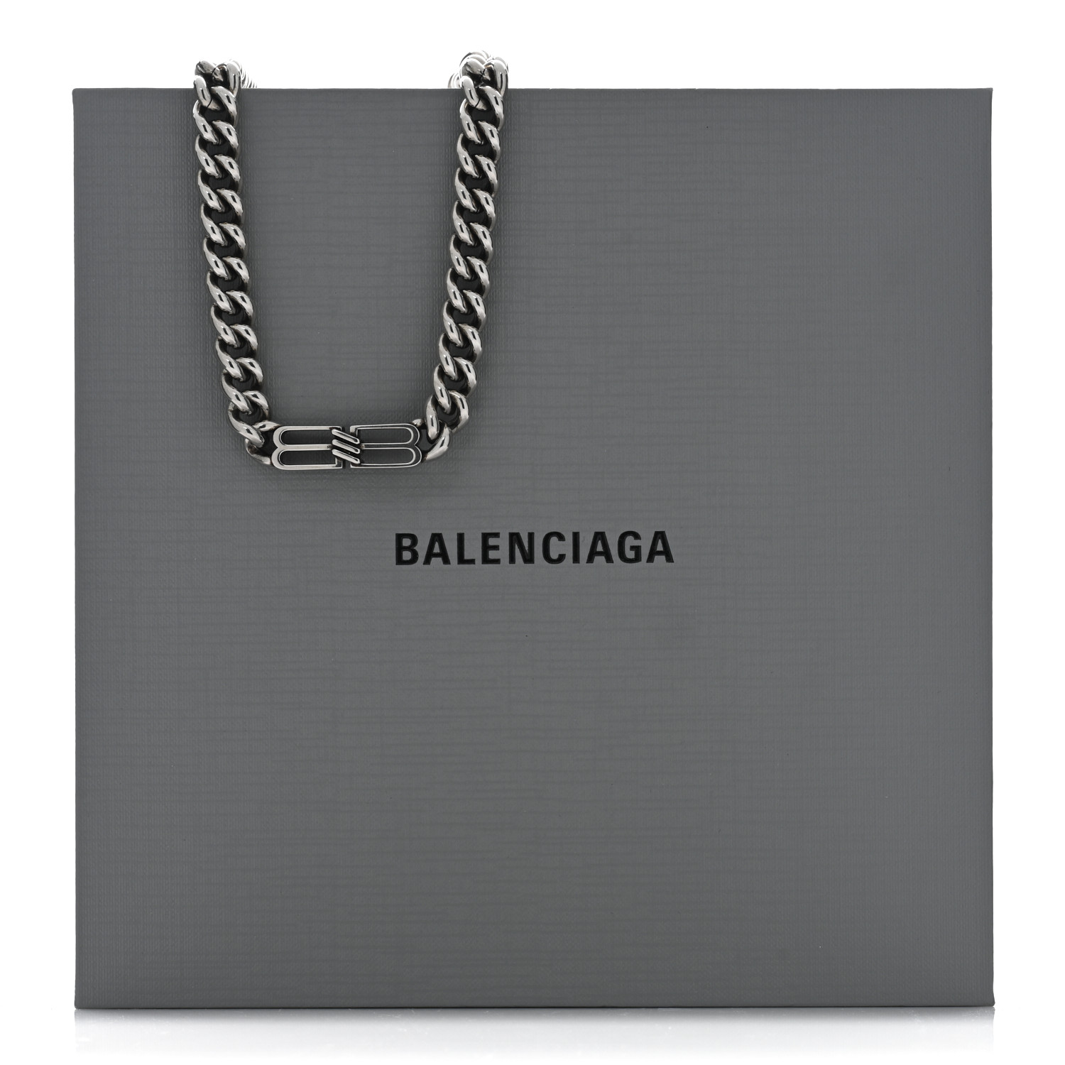 BALENCIAGA BB Icon Gourmette Necklace Antique Silver 1497899