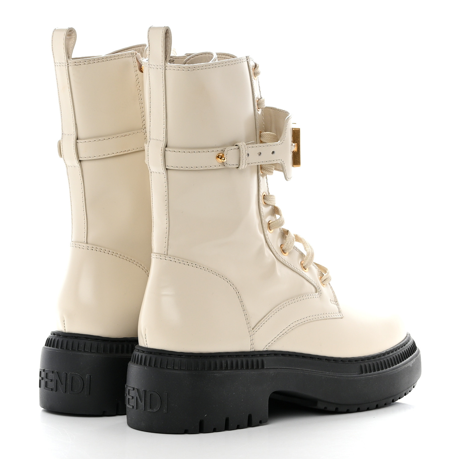 FENDI Vitello Abrasivato Fendigraphy 50mm Biker Boots 41