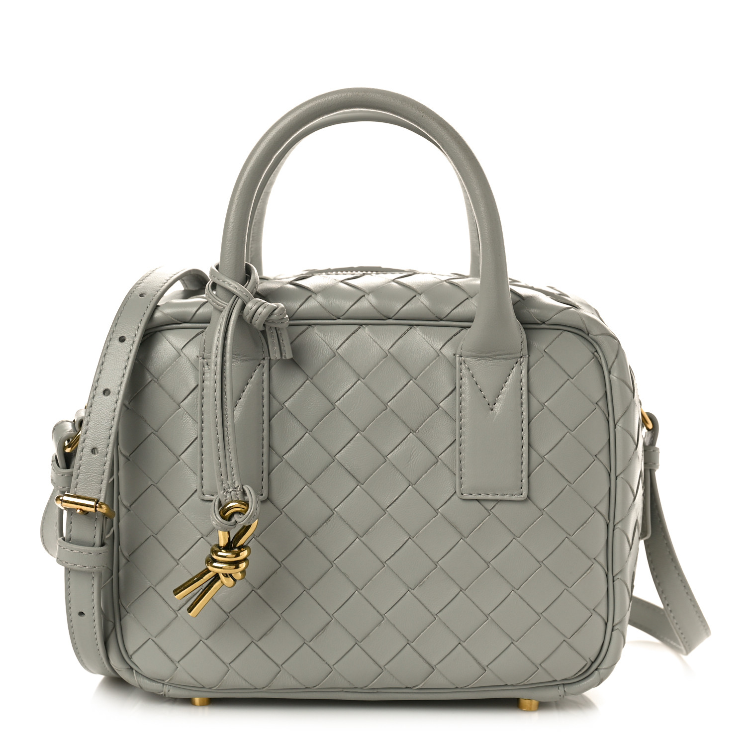BOTTEGA VENETA Lambskin Intrecciato Small Getaway Agate Grey