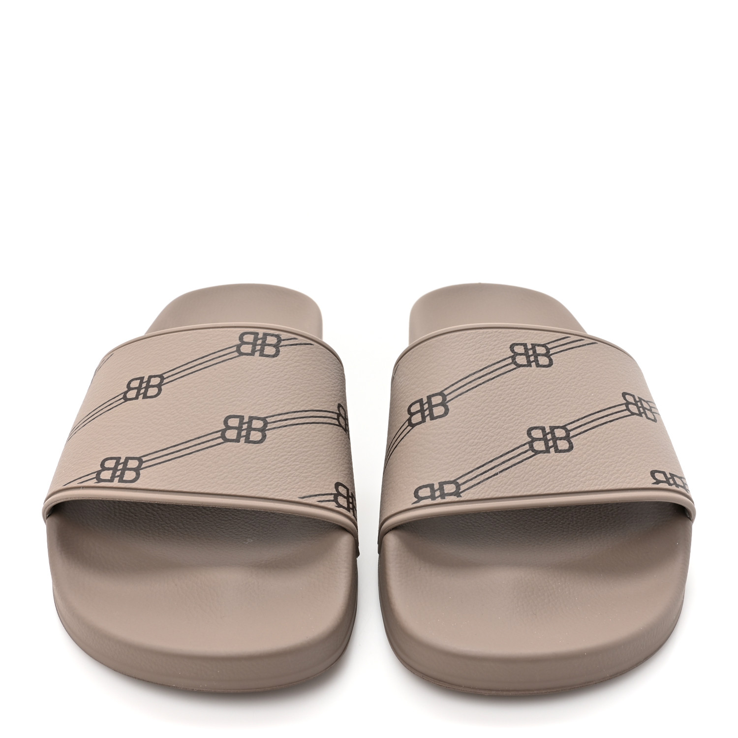 BALENCIAGA Rubber Allover Logo Pool Slide Sandals 38 Dark