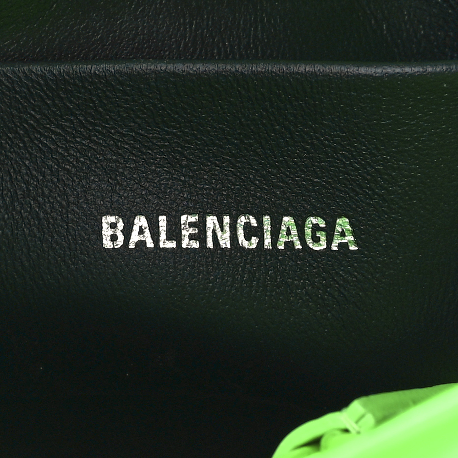 BALENCIAGA Shiny Calfskin Logo Crocodile Embossed XS