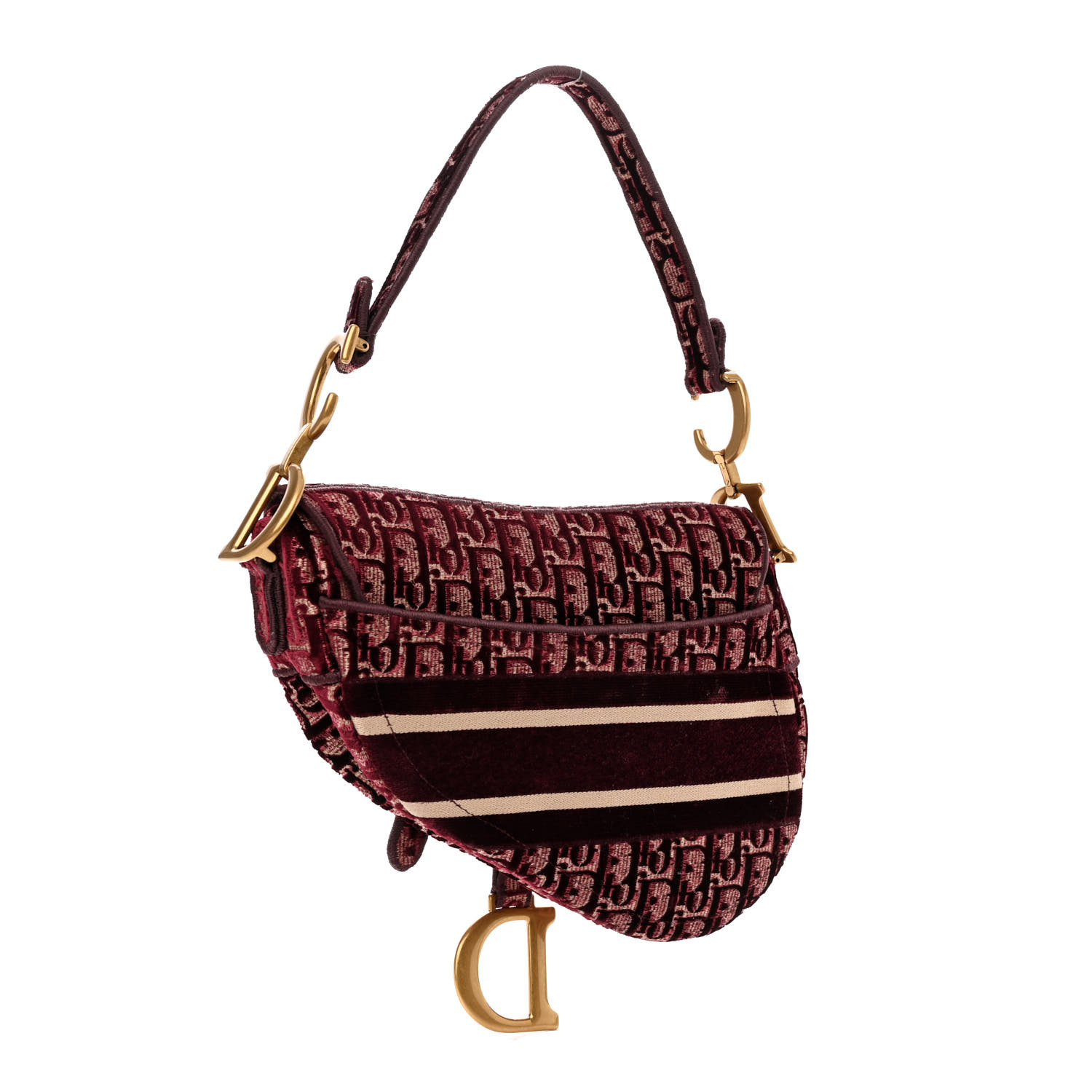 [Christian Dior]★Velvet Oblique Saddle shoulder bag★Brown Dior Brown Velvet Oblique Saddle Bag Cloth ref.1393599
