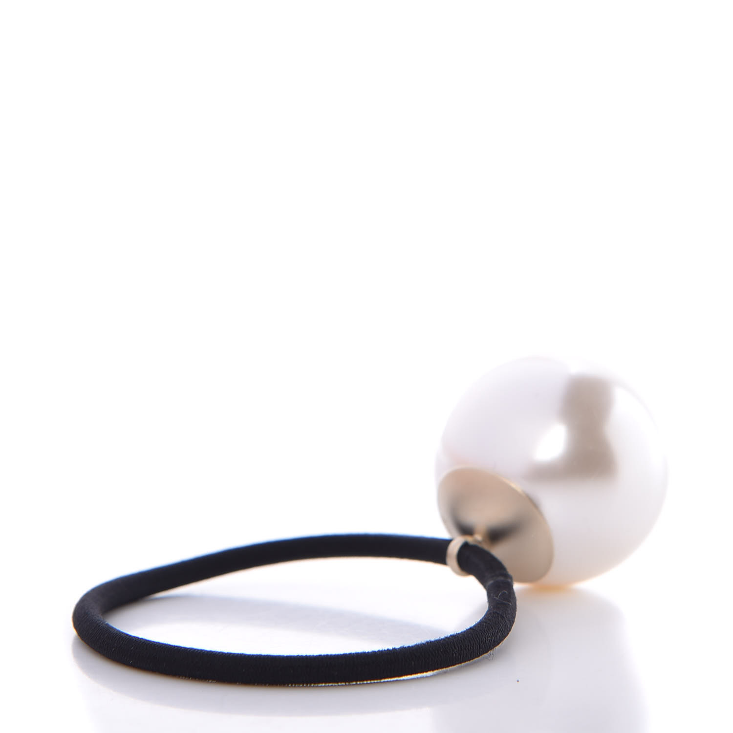 CHANEL Pearl CC Hair Tie Black White 354765 | FASHIONPHILE