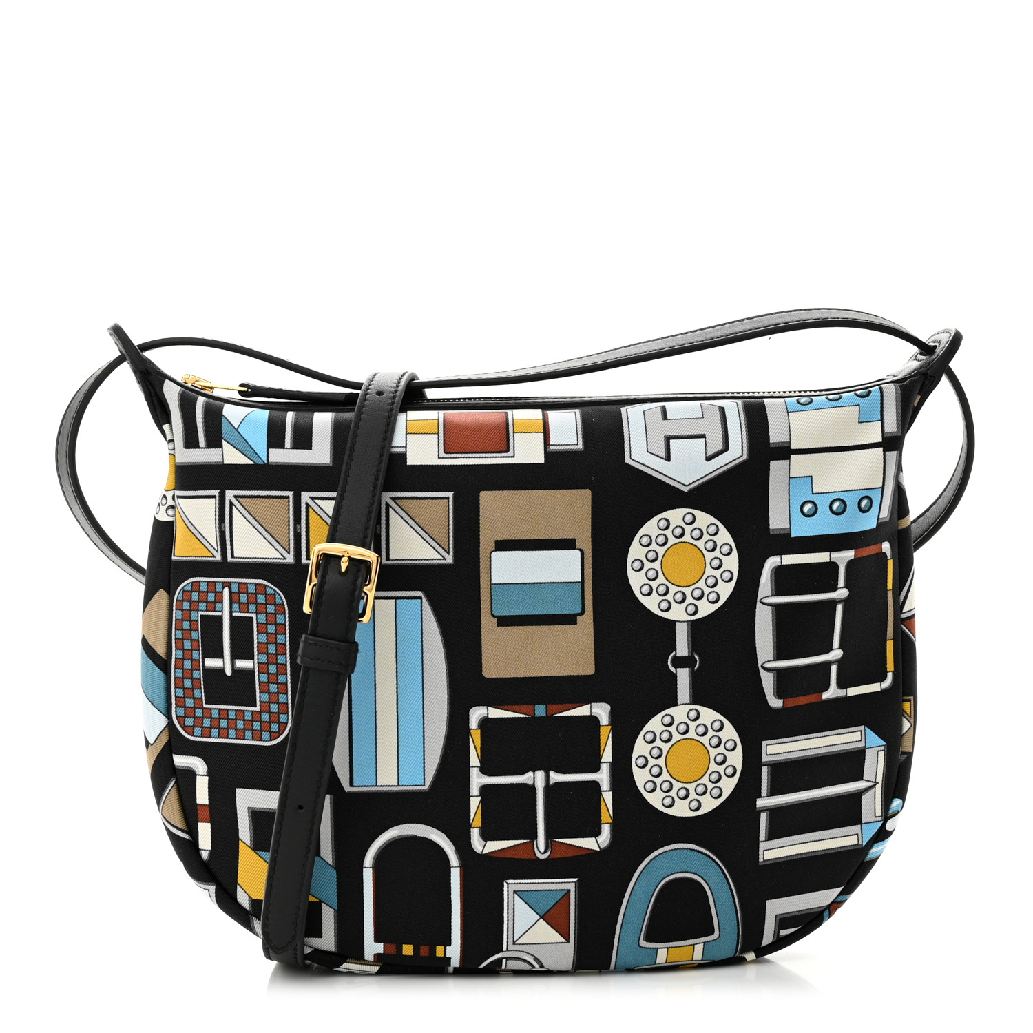 HERMES Silk Sursoie To Go Pouch Bleu Marine Craie Black