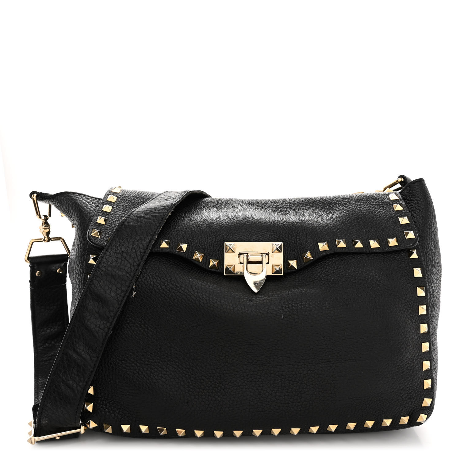 ハンドバッグ VALENTINO BLACK LEATHER ROCKSTUD HANDBAG 16987200_56695270_600.jpg
