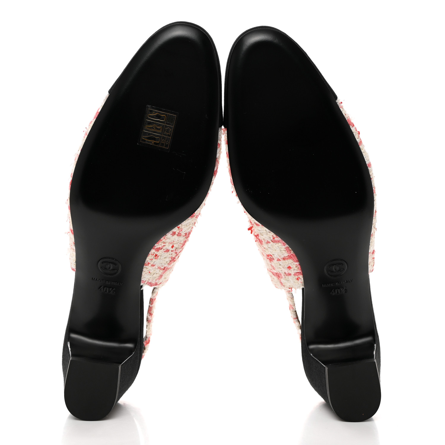 CHANEL Glittered Tweed Grosgrain Cap Toe Slingback Pumps