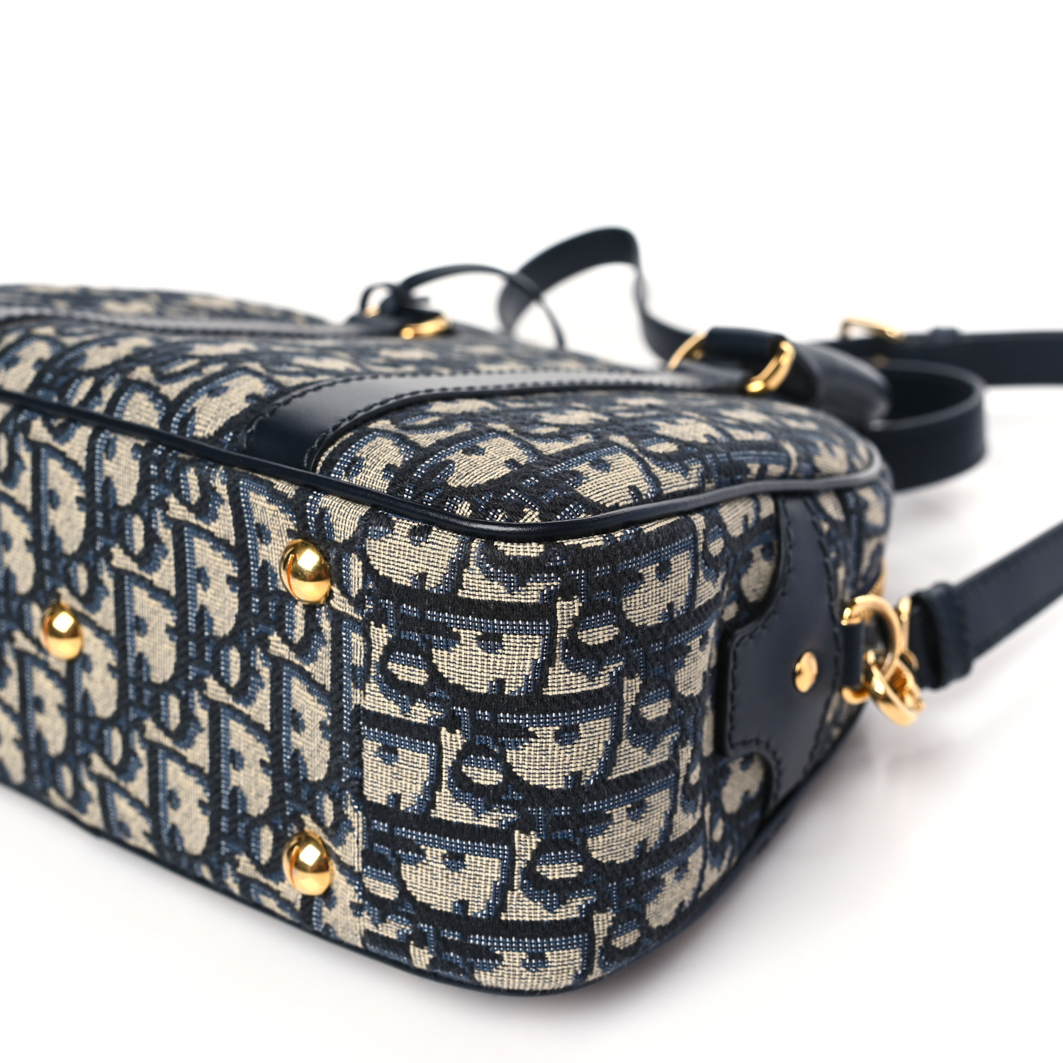 CHRISTIAN DIOR Oblique Medium D-Vibe Bowling Bag Navy