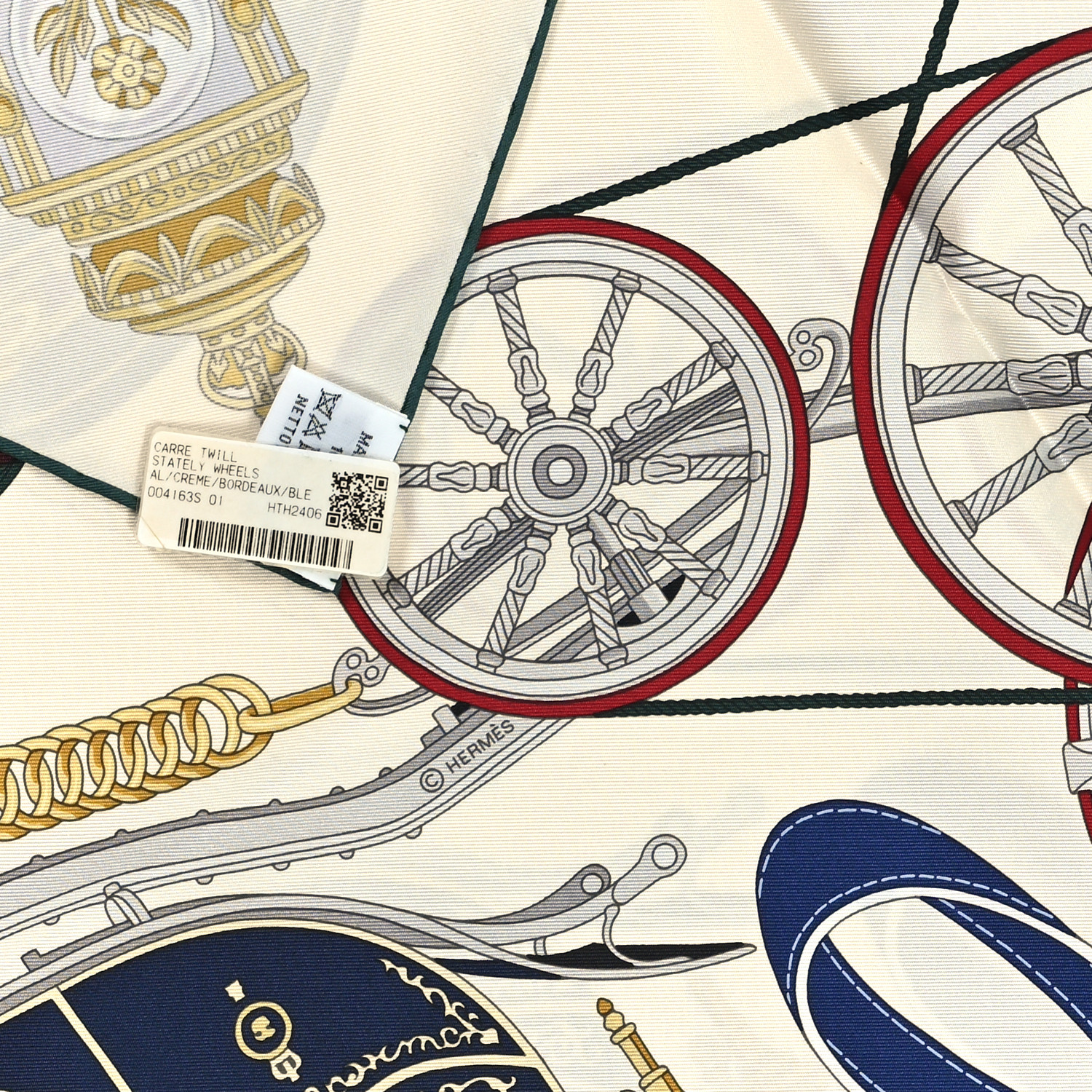 HERMES Stately Wheels スカーフ 箱付き HERMES スカーフ Stately Wheels scarf 90 直営店ラッピング