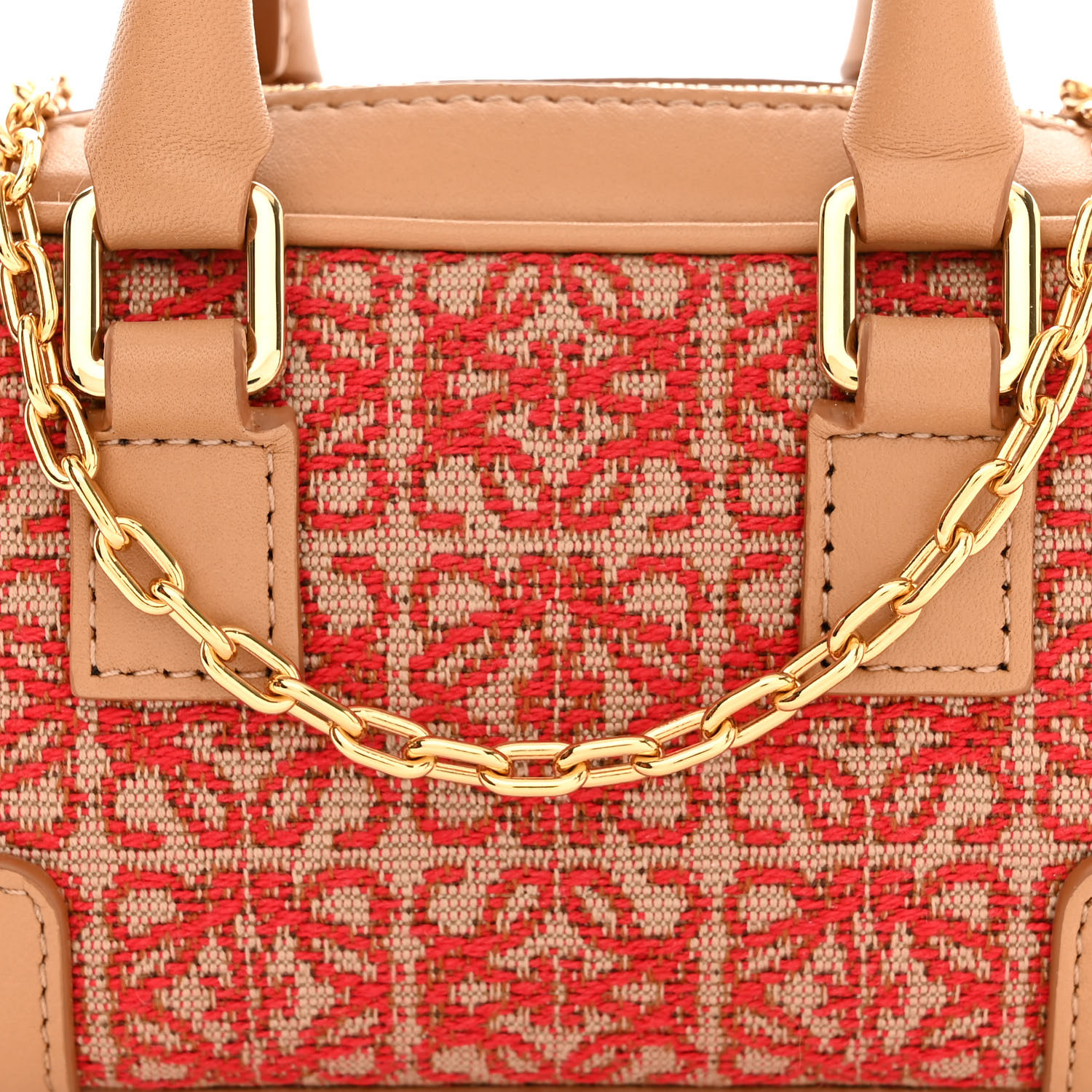 LOEWE Jacquard Anagram Calfskin Amazona Nano Brown Red