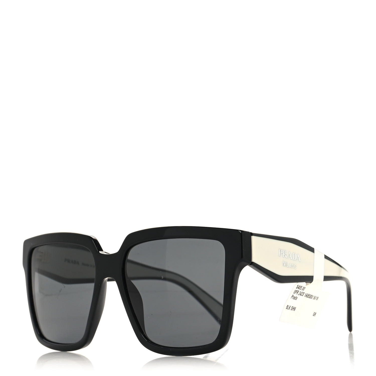 PRADA Acetate Square Sunglasses SPR 24Z Black White 1363178
