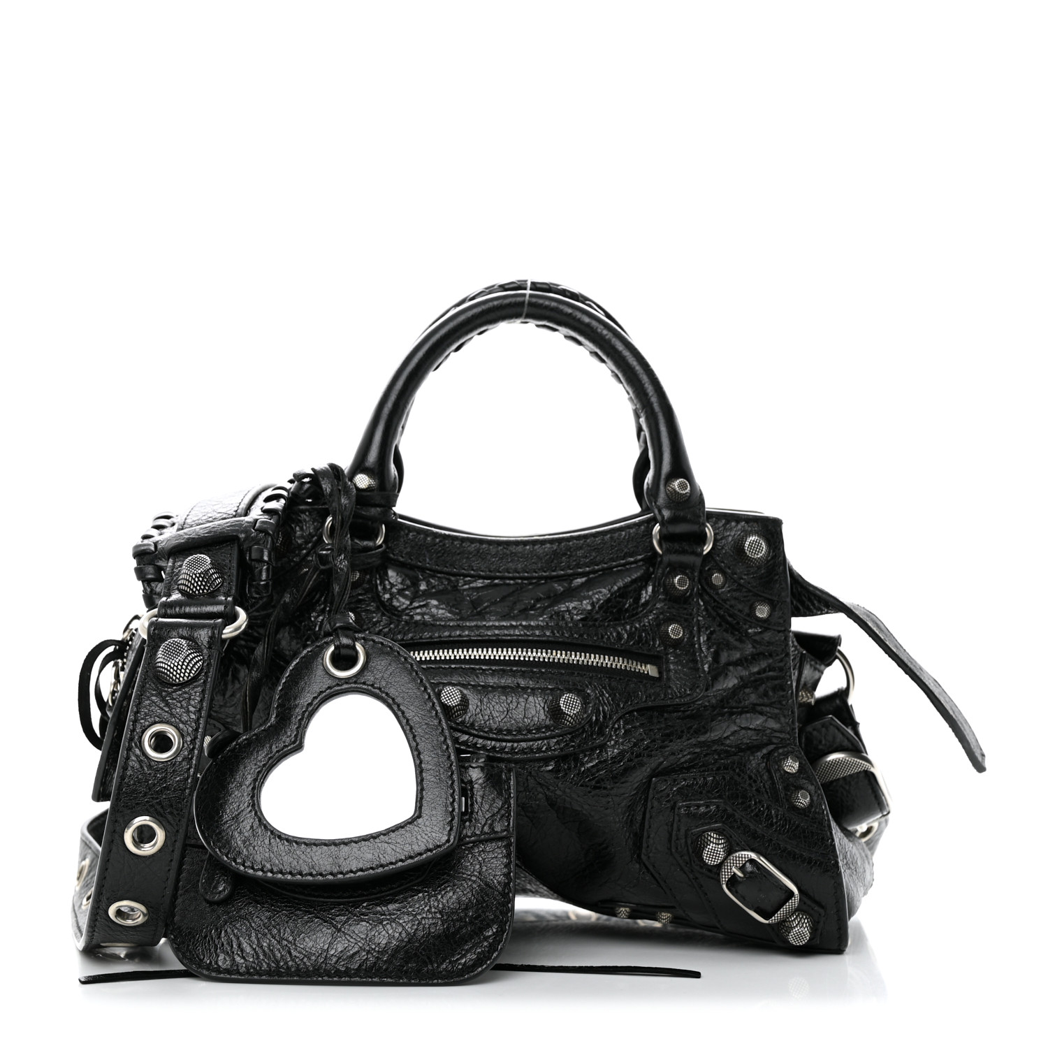 BALENCIAGA Agneau Arena Neo Cagole Handbag XS Black 1359834