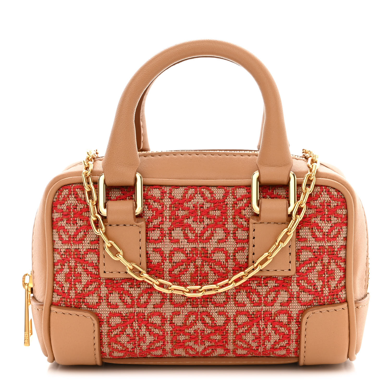 LOEWE Jacquard Anagram Calfskin Amazona Nano Brown Red