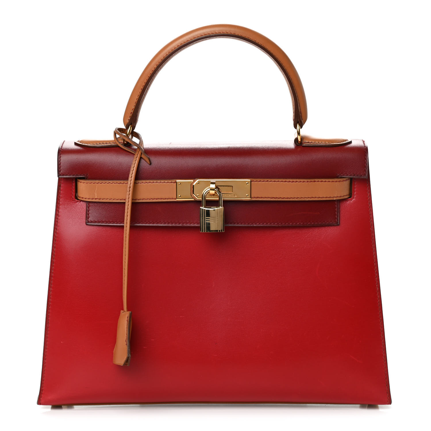 HEREU ARTMIWBS2500212LIGHTCAMEL 関税送料込 HERMES Box Chamonix Tri-Color Kelly Sellier 28 Rouge H Rouge