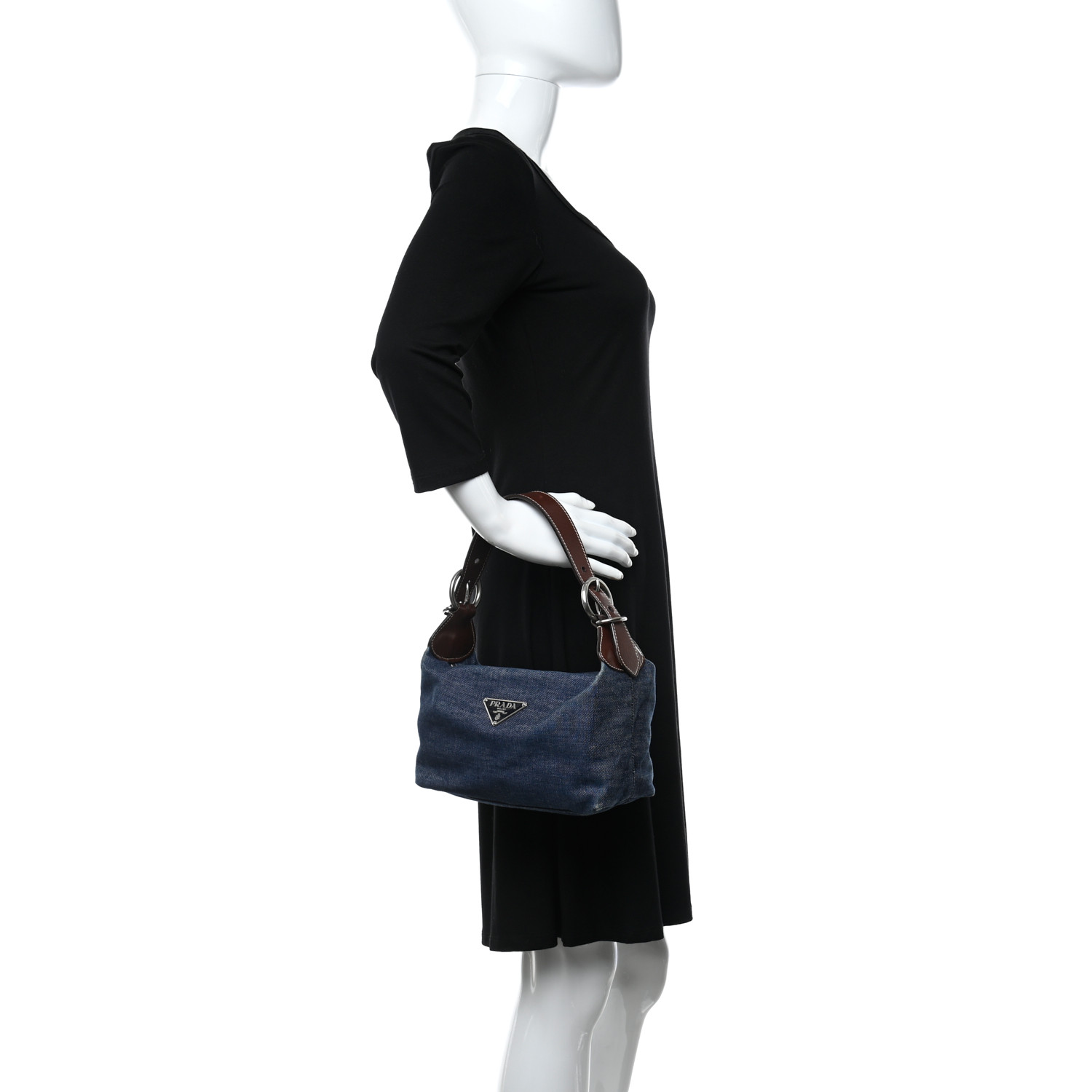 PRADA Denim Shoulder Bag Bleu 920180 | FASHIONPHILE