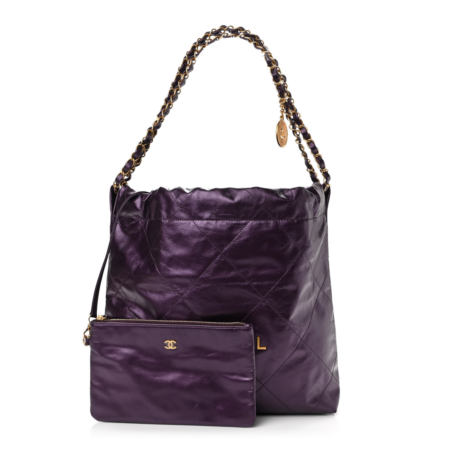 CHANEL 手袋　紫 Chanel 22 Handbag 22S Calfskin Purple in Calfskin Leather