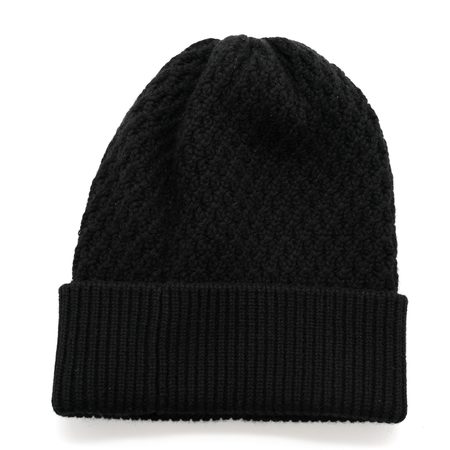 CHANEL Wool Cashmere CC Beanie Hat Black White 1627560