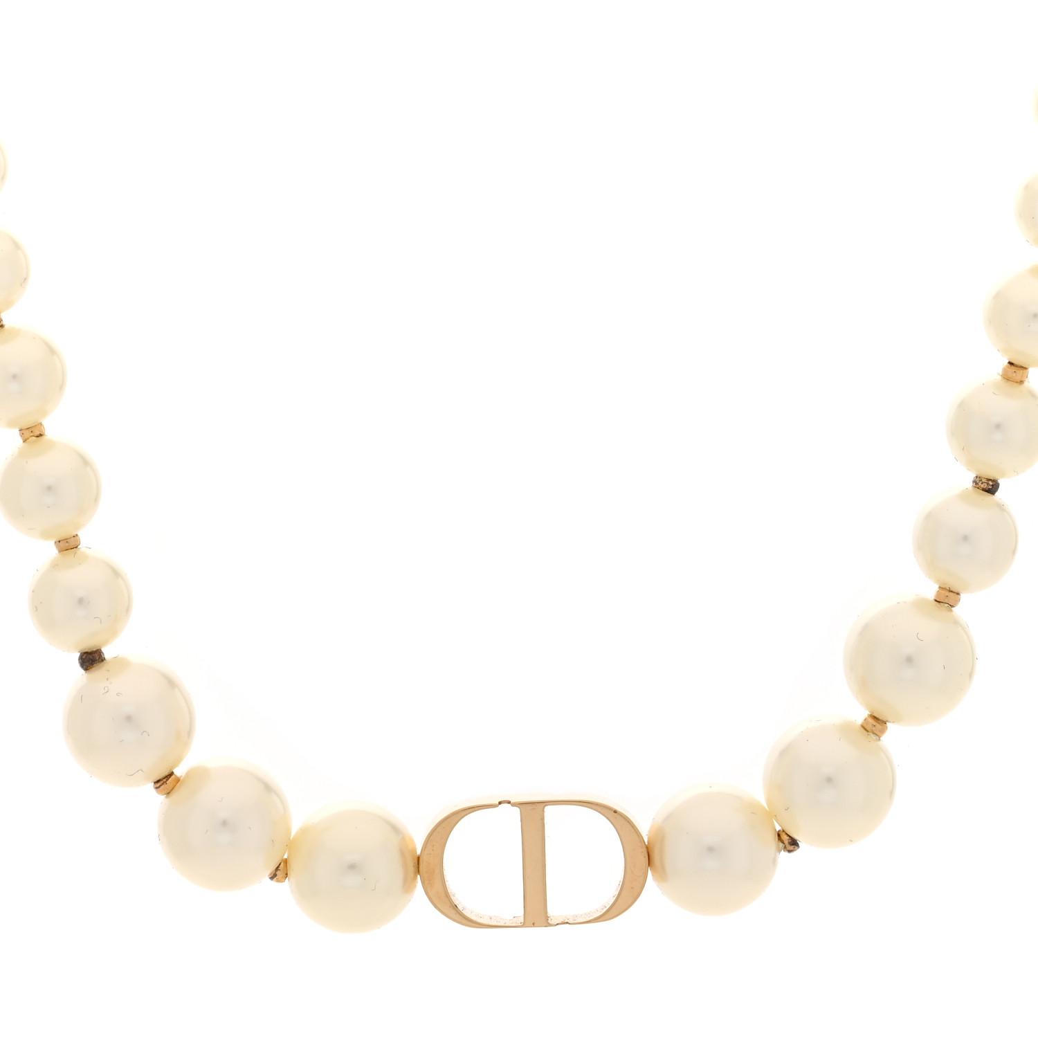 CHRISTIAN DIOR Pearl 30 Montaigne Choker Necklace Gold
