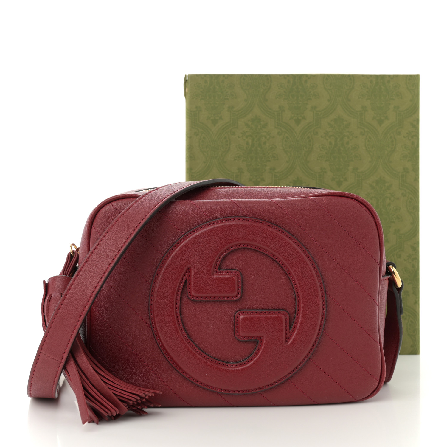 【GUCCI 】Sakai Blondie Diagonal Stitch Shoulder Bag GUCCI Sakai Be Green Calfskin Diagonal Stitched Small