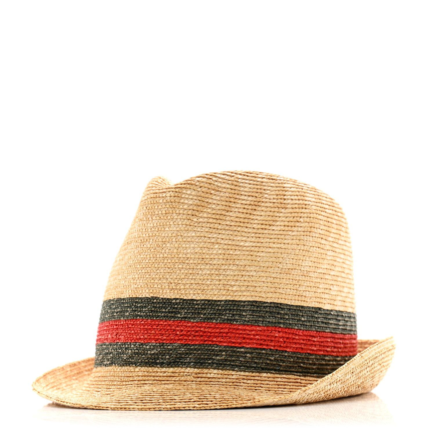 GUCCI Abaca Straw Web Fedora Hat L 1663729 | FASHIONPHILE