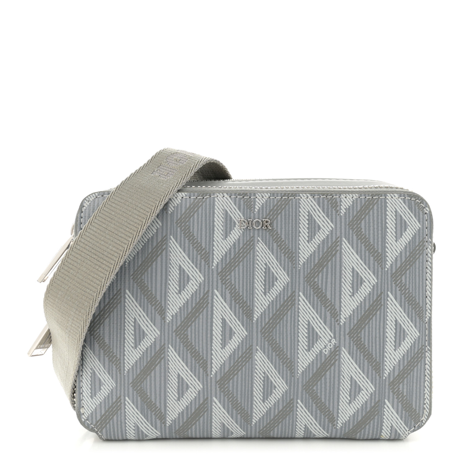 CHRISTIAN DIOR Coated Canvas CD Diamond Messenger Pouch Grey