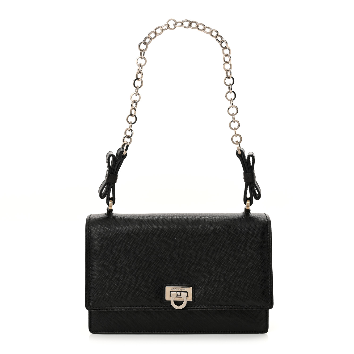 SALVATORE FERRAGAMO Printed Calfskin Gancini Bow Chain