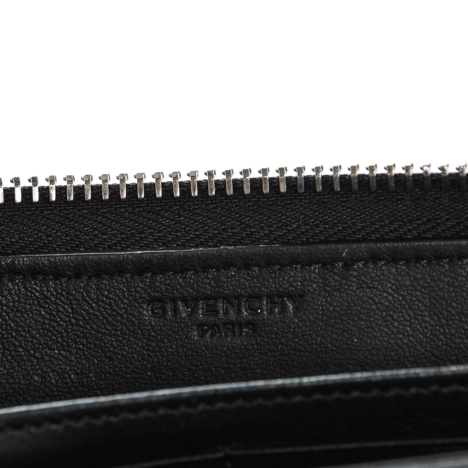 GIVENCHY Calfskin Star Pandora Zip Around Wallet Black Red