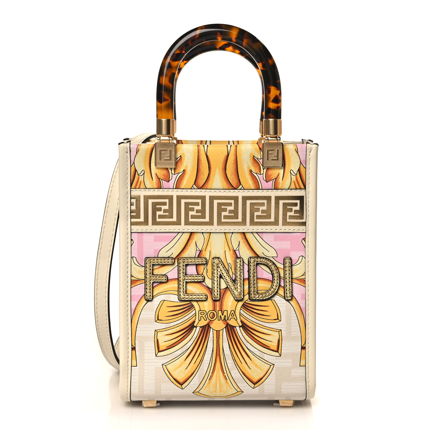 【関税&送料込】Fendi Printed Plexiglass And l Forever F FENDI X VERSACE Calfskin Plexiglass Fendace FF Baroque Print
