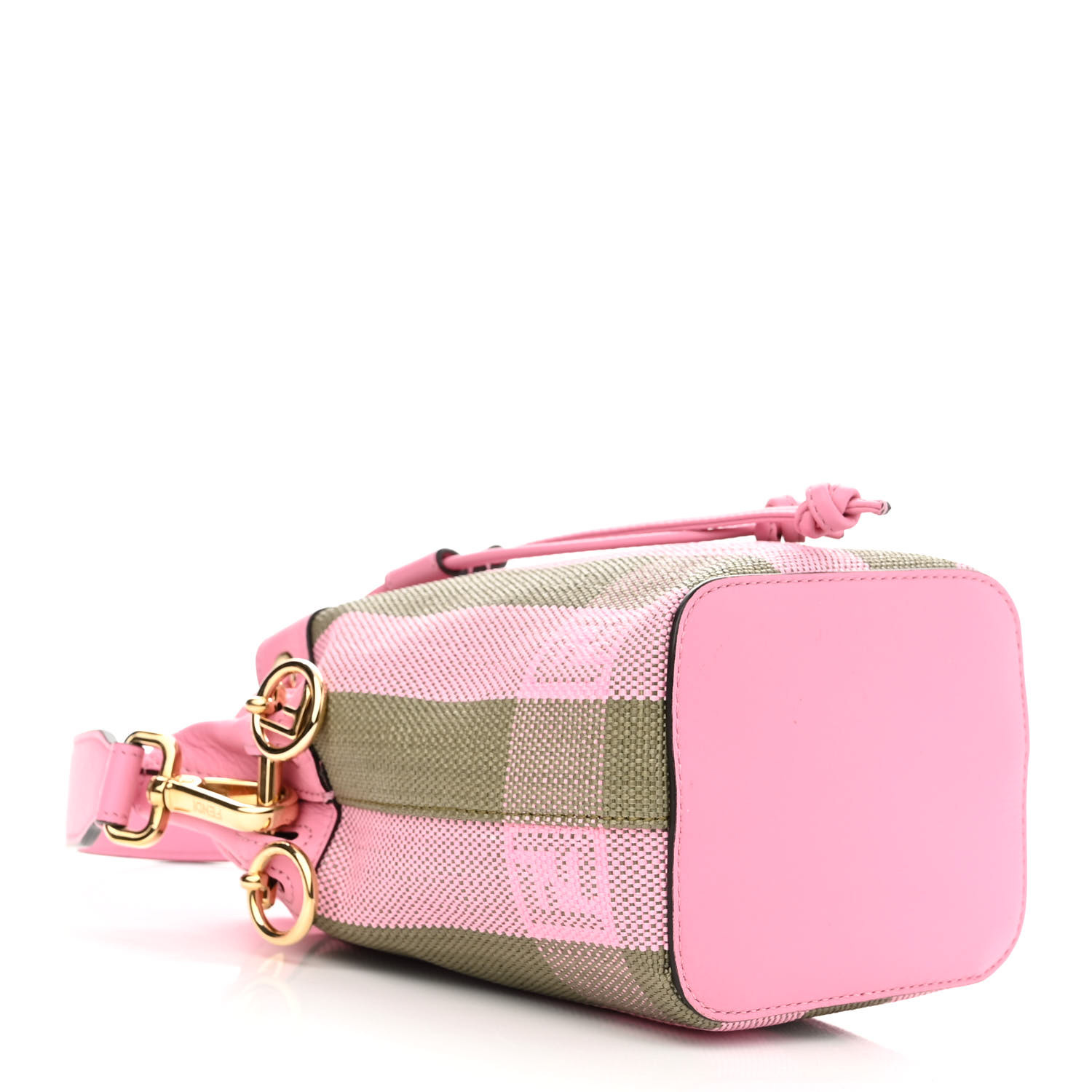 ☆【FENDI】☆Mon Tresor Raffia Mini Bucket Bag Beige Pink☆ Fendi Mon Tresor Mini Pink FF Canvas Bucket Bag (Bucket Bags