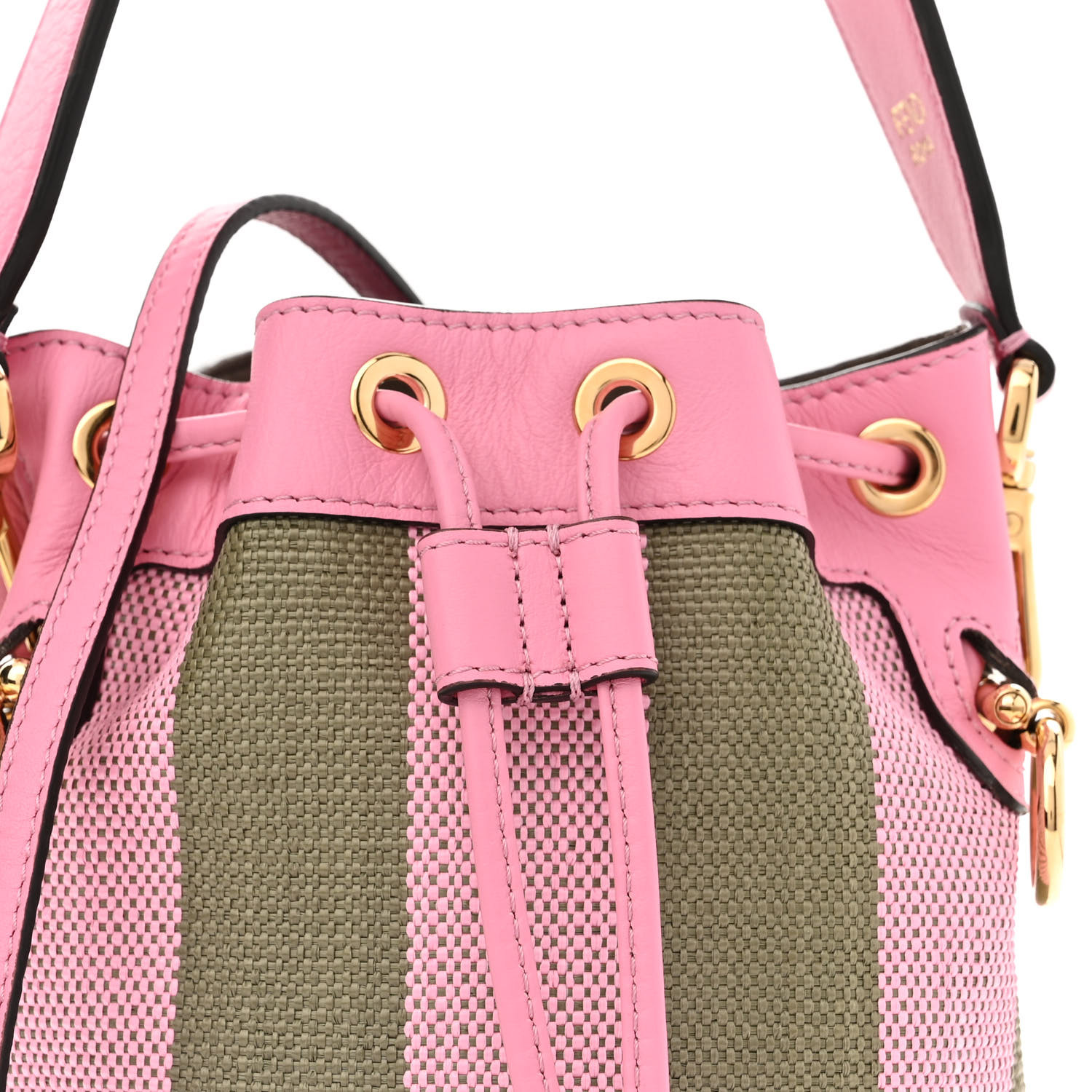 FENDI Raffia Vitello Seta F is Fendi Pequin Gingham Woven