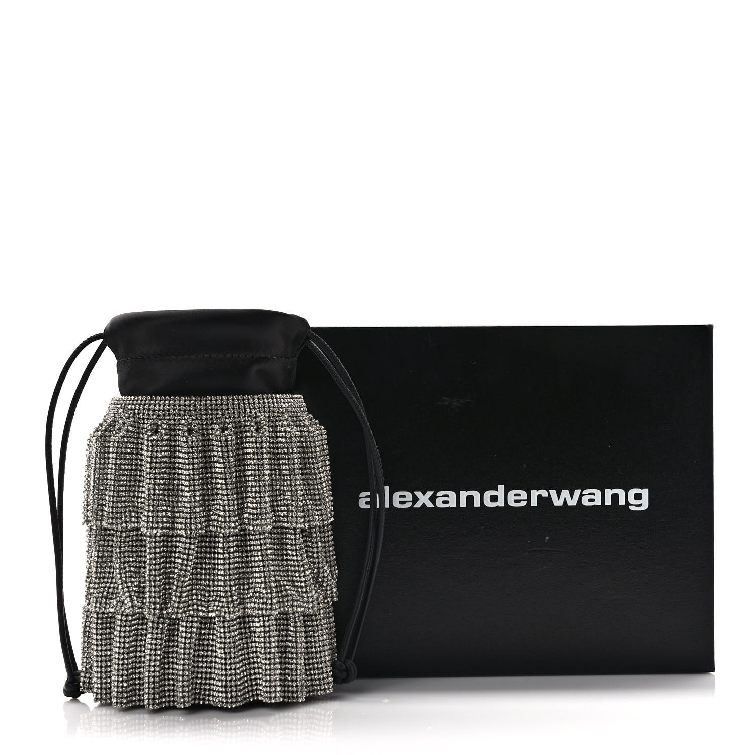 ALEXANDER WANG Satin Mesh Crystal Rhinestone Drawstring