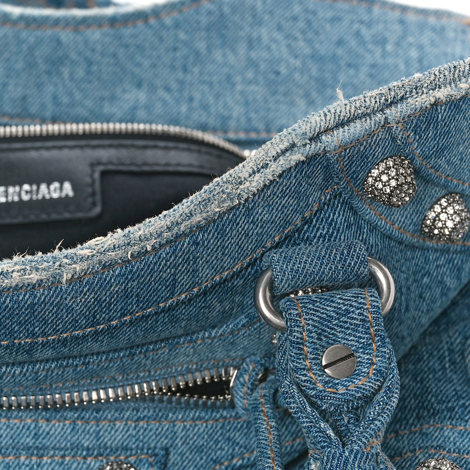 BALENCIAGA シティ Balenciaga Gris Cendre Calfskin Leather BlackOut City Bag