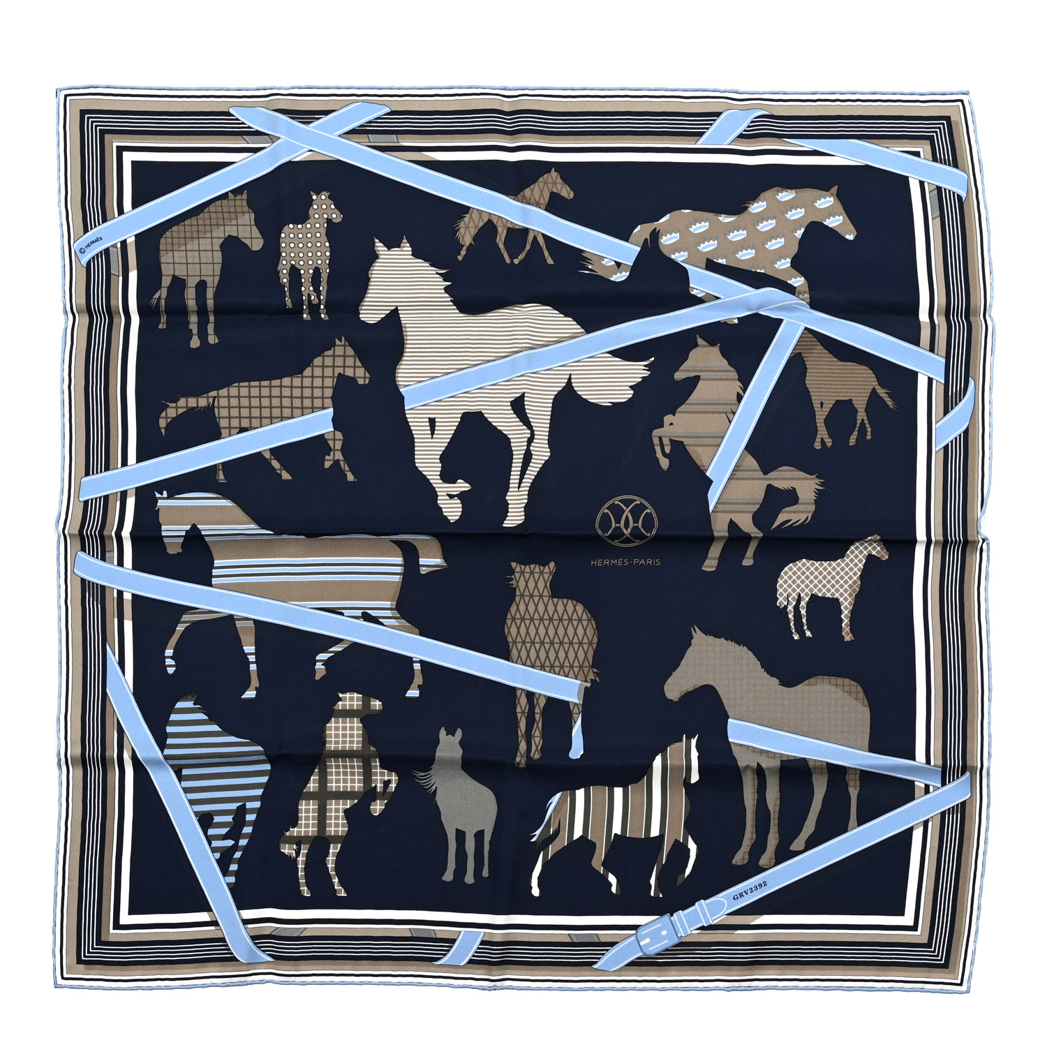 HERMES Silk Cotton Clan Equestre Scarf 70 1239999 | FASHIONPHILE