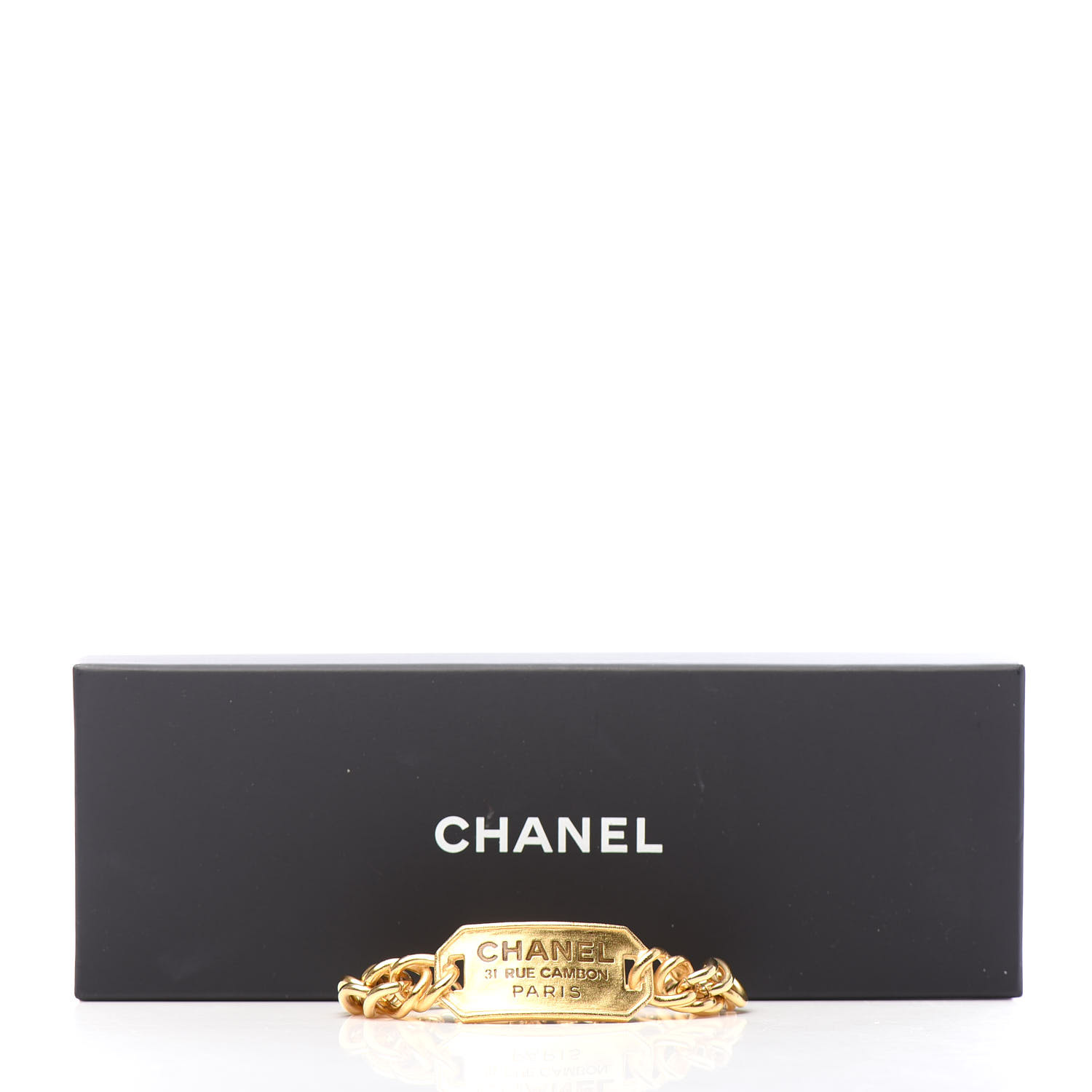CHANEL ゴールドチャーム 11 RUE CAMBON PARIS CHANEL Metal 31 Rue Cambon Paris ID Chain Bracelet Gold